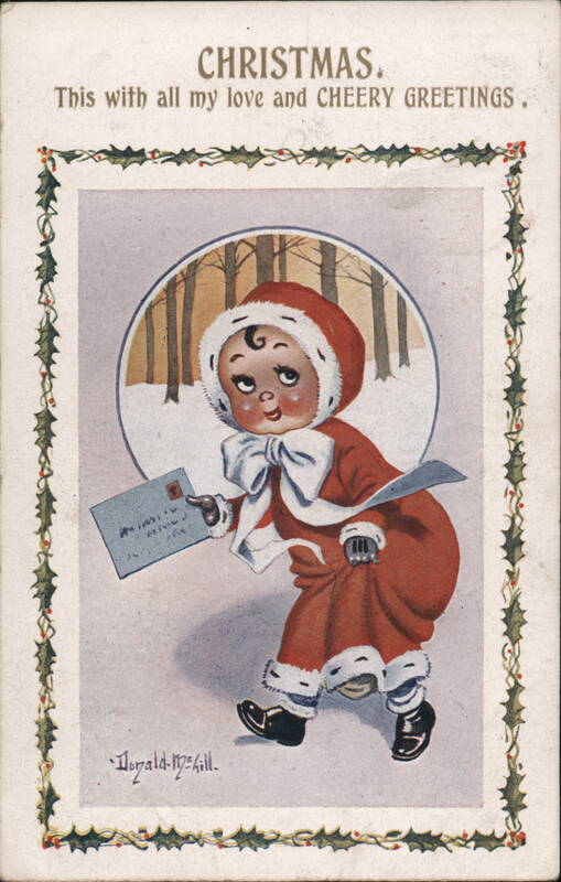 Christmas Greetings, Child in Santa Suit by Donald McGill