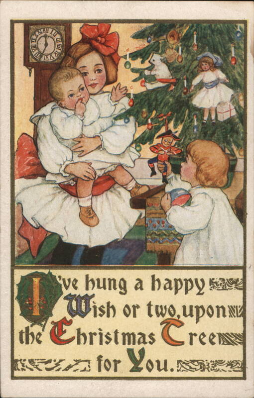Children Around Christmas Tree, 'Happy Wish' Poem