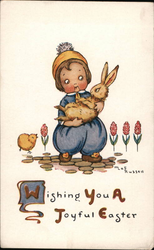 Child Holding Rabbit, Wishing You A Joyful Easter M.A. Russell
