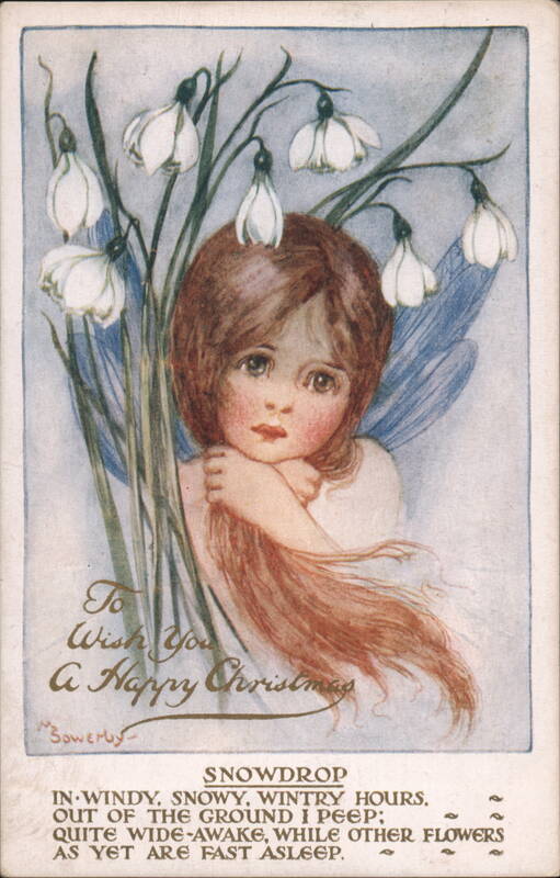 Snowdrop Fairy Child Wishing Happy Christmas, M. Sowerby
