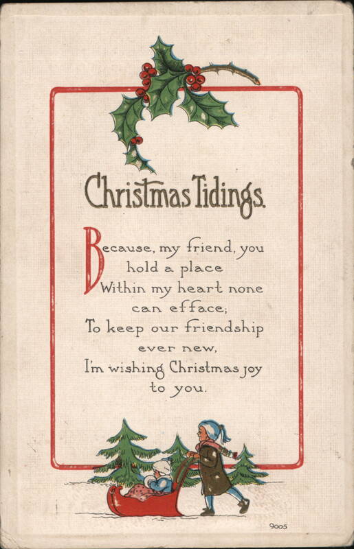 Christmas Tidings Poem, Children Sledding