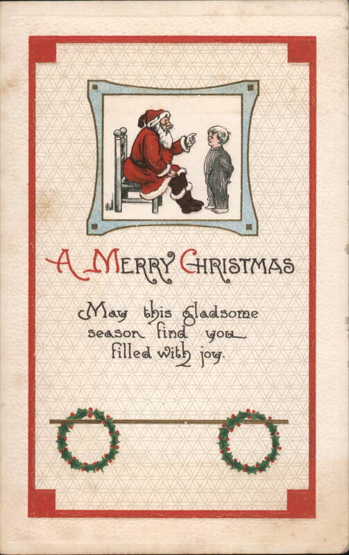 A Merry Christmas, Santa Claus Talking to Boy