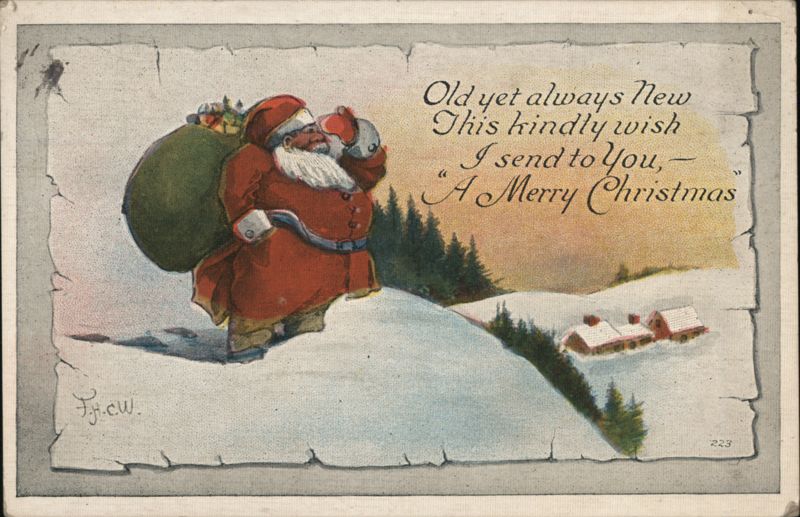 Santa Claus with Toy Sack, A Merry Christmas Greeting