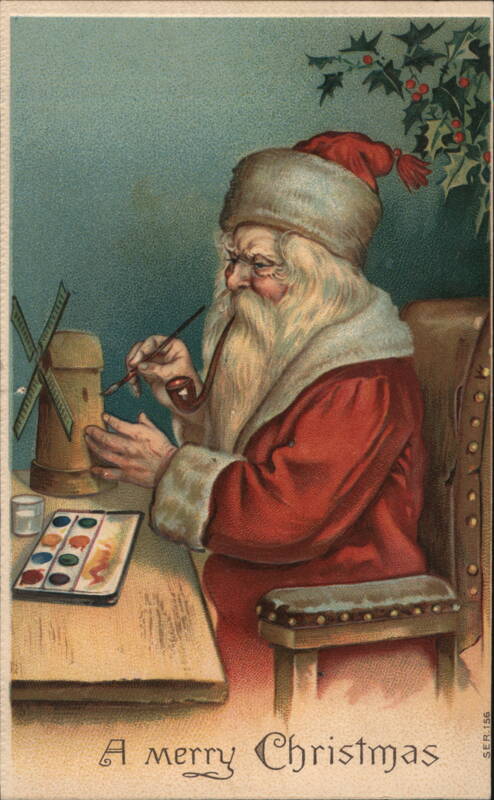Santa Claus Painting a Windmill, A Merry Christmas