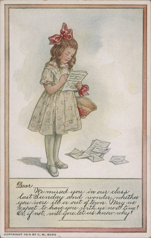 Girl Reading Letter, Missed at Sunday Class C. M. Burd