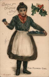 The Flower Girl, Wishing you Christmas Joys Postcard