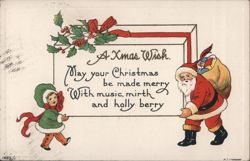 Santa Claus and Child, A Xmas Wish Postcard