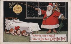 Santa Claus Looking for Hiding Children, A Jolly Xmas Postcard