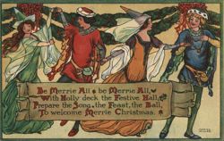 Merrie Christmas Medieval Dancers Postcard