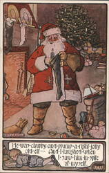 Santa Claus Filling Stocking, 'Twas the Night Before Christmas Postcard