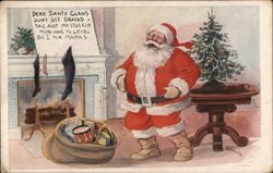 Santa Claus Finds Large Stocking, Humorous Note Postcard