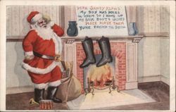 Dere Santy Klaws - Boots Hung by Fireplace Postcard