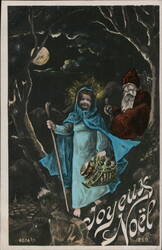 Joyeux Noël - Child with Halo and Père Noël Postcard