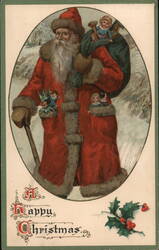 Santa Claus with Sack of Toys, A Happy Christmas Postcard