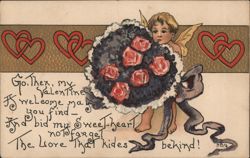 Cherub with Roses Valentine's Day Greeting Postcard
