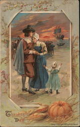Thanksgiving Day Pilgrims Landing Postcard