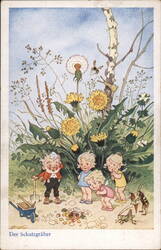 Der Schatzgräber (The Treasure Hunter) Children Digging Postcard