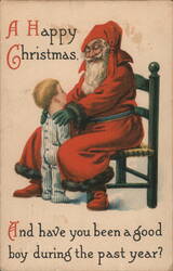 Santa Claus Asking Boy if He's Been Good, A Happy Christmas Postcard