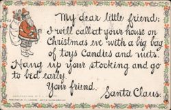My Dear Little Friend - Santa Will Call Postcard