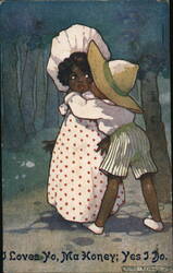 Black Children Hugging, I Loves Yo, Ma Honey Postcard