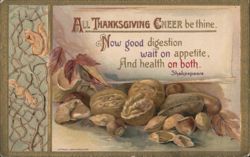 All Thanksgiving Cheer Be Thine, Nuts and Leaves Postcard
