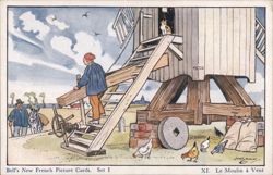 Le Moulin à Vent (Windmill), Bell's New French Picture Cards Postcard