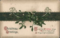 Christmas Greetings, Mistletoe Sprig Postcard