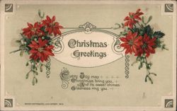 Christmas Greetings with Poinsettias Postcard