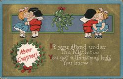 Merry Christmas, Kissing Under the Mistletoe Postcard