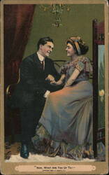 Man and Woman Holding Hands, "Now, WHAT ARE YOU UP TO !" Postcard