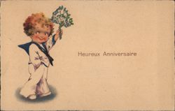 Heureux Anniversaire, Child in Sailor Suit Postcard