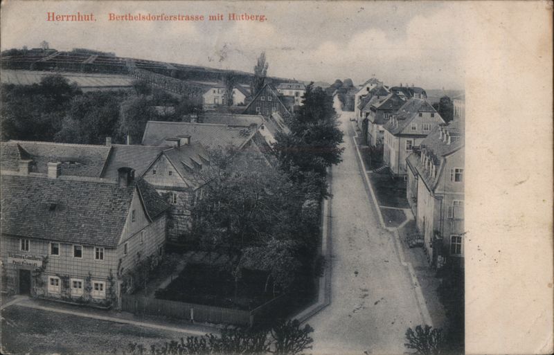 Herrnhut, Berthelsdorferstrasse mit Hutberg Germany