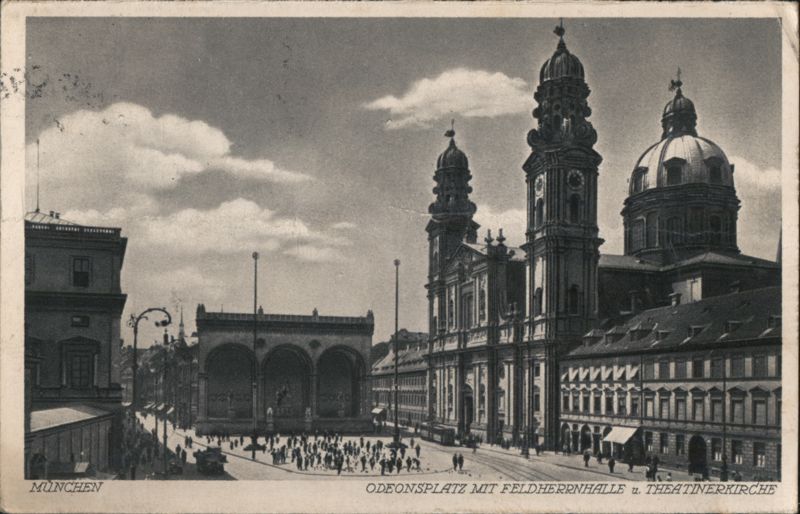 Odeonsplatz with Feldherrnhalle & Theatinerkirche, Munich Germany