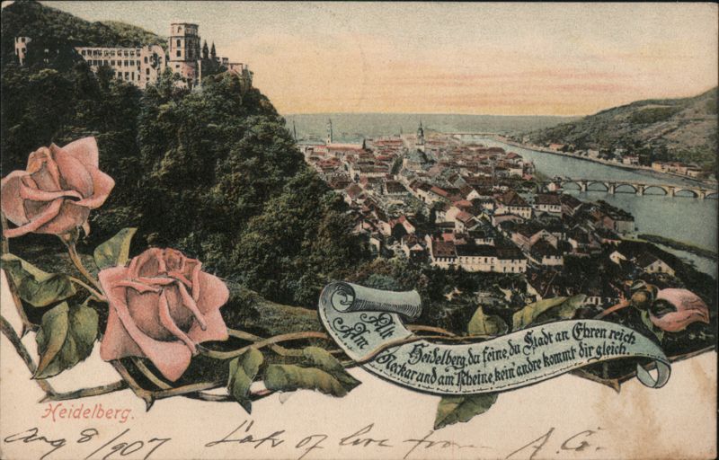 Heidelberg, Germany View with Castle and Neckar River