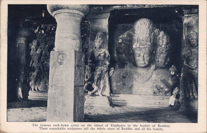 Elephanta Caves Sculptures, Bombay Harbor India