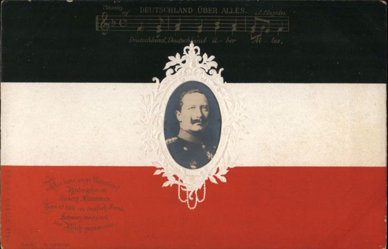 Kaiser Wilhelm II Portrait on German Flag with Anthem Germany