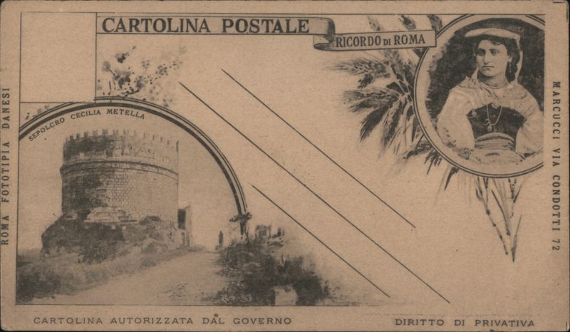Tomb of Cecilia Metella & Woman in Costume, Rome Italy