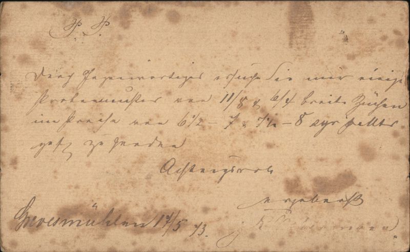 1893 German Postal Card Correspondence Germany