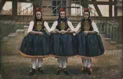 Three Schwälmer Women in Hessian Folk Costumes Postcard