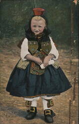 Schwalm Girl in Sunday Best, Hesse, Germany Postcard
