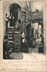 Alley Scene, Village on Lake Lugano, Switzerland Postcard