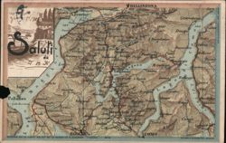 Relief Map, Lake Como & Lugano Region, Italy/Switzerland Postcard