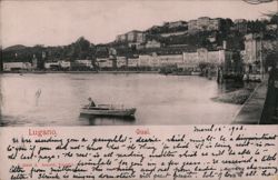 Lugano Quai Waterfront Scene, Switzerland Postcard