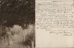 Woman (Signora Tassini) under Vine Trellis, Melide Postcard