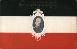 Kaiser Wilhelm II Portrait on German Flag with Anthem Postcard