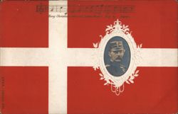 King Christian IX Portrait on Danish Flag with Anthem Postcard