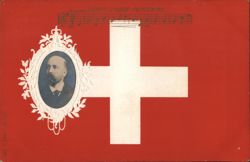 Swiss Flag with Portrait and Popular Swiss Song Music Postcard