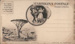 Ricordo di Napoli, Tarantella Dancers & Coastal View Postcard