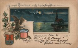 Christmas & New Year Greeting, Lighthouse & Eagle, Manila Postcard