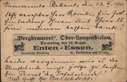 Response to Duck Dinner Invitation, Sent from Rabaul 1911 Postcard